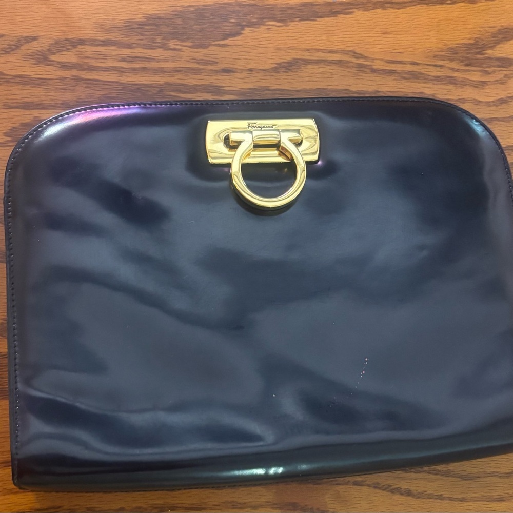 Salvatore Ferragamo Black Crossbody Bag with Gold Hardware